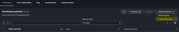 Setup Inline Policies for IAM Role