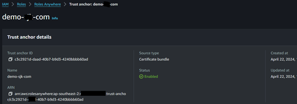 Configure trust anchor for IAM Roles Anywhere